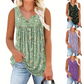 📢👕⏰ PROMO -50% ! Haut sans Manches Imprimé à Boutons pour Femme – Tissu Léger, 6 Couleurs Vives (S-4XL)