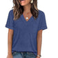 👕✨🌸T-shirt Décontracté à Manches Courtes et Col en V pour Femme – Tissu Polyester Premium, Coupe Détendue (8 Couleurs, S-2XL)