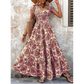 👗 PROMO FLASH : -50% ! 🔥 Robe Longue Femme – Col en V, Imprimé Floral & Taille Froncée, Tissu Léger et Respirant 🍁