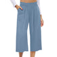 Pantalon large à taille haute et empiècement froncé pour femme