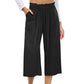 Pantalon large à taille haute et empiècement froncé pour femme