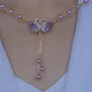 💐🎁💖 OFFRE EXCEPTIONNELLE -50% ! Collier Violet à Deux Cygnes en Cœur – Idée Cadeau Romantique pour Elle (Longueur Réglable 41-50 cm)