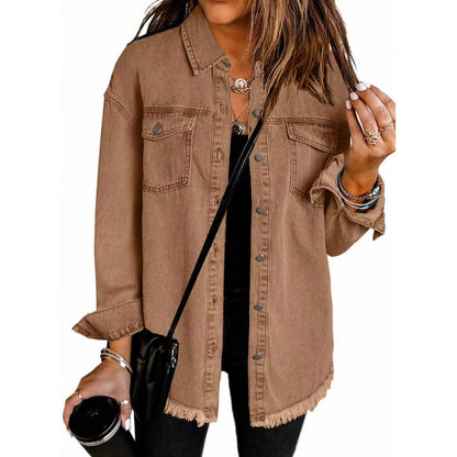 🧥 50% DE RÉDUCTION! 👖 Veste en Jean Déchirée à Bords Bruts pour Femmes – Look Rock, Coton Respirant & Parfaite Pour Un Style Décontracté 🌸