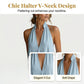 Robe longue d'été pour femme à col V nuque