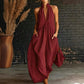 Robe longue d'été pour femme à col V nuque