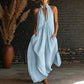 Robe longue d'été pour femme à col V nuque