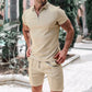 📢📢40 % de réduction !! ⏰Ensemble Deux Pièces Décontracté d'Été pour Hommes T-shirt avec Col à Revers et Short