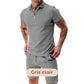 📢📢40 % de réduction !! ⏰Ensemble Deux Pièces Décontracté d'Été pour Hommes T-shirt avec Col à Revers et Short