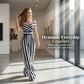 👗💃☀️ PROMO -50% ! Combinaison Femme Élégante – Épaules Dénudées, Jambes Larges & Tissu Fluide (Multi-couleurs, S-3XL)