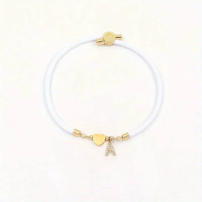 💖✨🎁 PROMO -60% ! Bracelet Ajustable à Breloque Cœur Initiale – Personnalisable, Hypoallergénique & Cadeau Parfait (A-Z, Cuivre Doré)