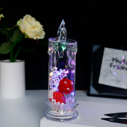 📢⏰🌹 PROMO -50% ! Bougie LED en Forme de Rose – Décoration Romantique, Sans Flamme, Piles (Rose/Bleu/Rouge)