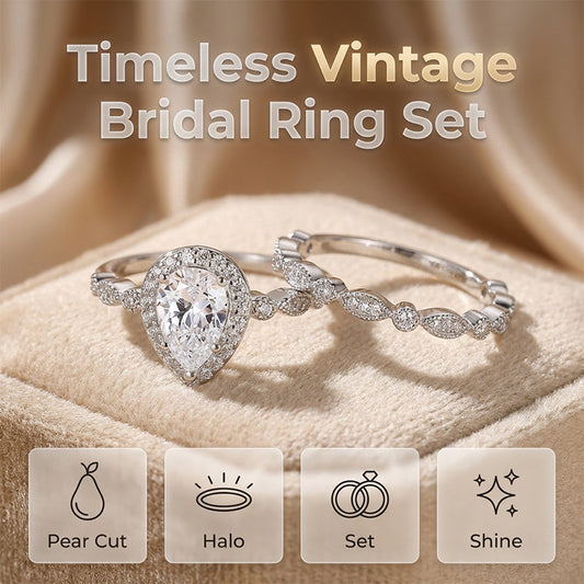 💍 50% DE RÉDUCTION ! ✨ Ensemble de Bagues avec Diamant en Forme de Poire – Vintage, Zircon, Empiable 👑