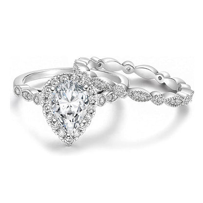 💍 50% DE RÉDUCTION ! ✨ Ensemble de Bagues avec Diamant en Forme de Poire – Vintage, Zircon, Empiable 👑