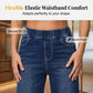 Jeans denim larges et cropped, taille élastique pour femme