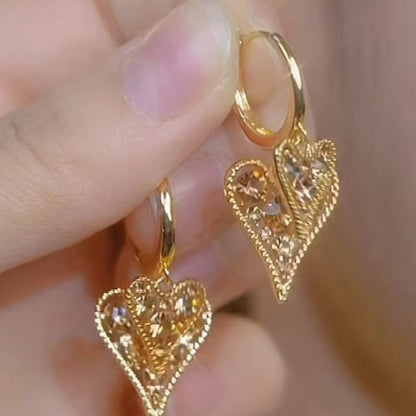 💗💎🔥 PROMO -50% AUJOURD'HUI ! Boucles d’Oreilles Créoles Cœur – Cristaux & Design Double Cœur, Or (Élégantes & Légères)