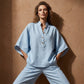 📢⏰👕 PROMO -50% ! Ensemble Femme – Haut Col Montant & Pantalon Large, Tissu Fluide, Style Décontracté Élégant (Multi-Couleurs)