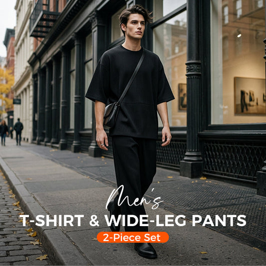 📢📢50% DE RÉDUCTION !! ⏰Ensemble 2 pièces pour homme : t-shirt et pantalon à jambes larges