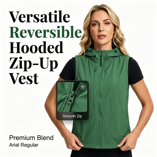Gilet réversible à capuche et fermeture éclair pour femme