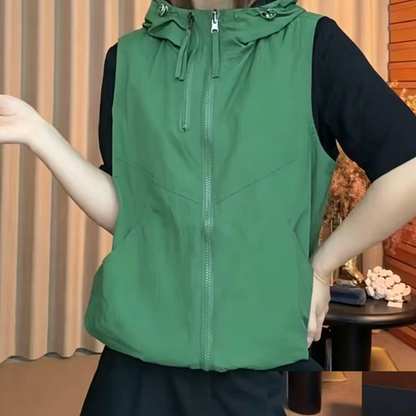 Gilet réversible à capuche et fermeture éclair pour femme