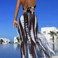 👙 LIMITED-TIME 50% OFF! ✨ Striped Two-Piece Swimsuit – Tie Neck, Ring Detail, High Stretch 🌊