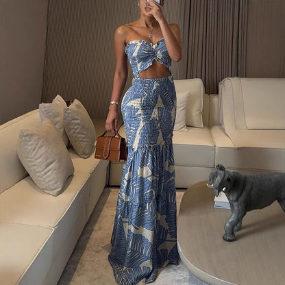 Robe femme sexy imprimée avec découpes