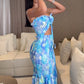 Robe femme sexy imprimée avec découpes