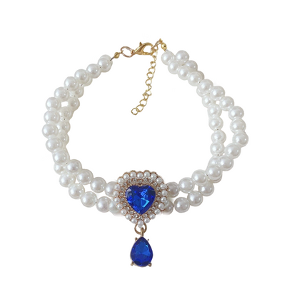 Collier de perles pour animaux avec pendentif cœur en pierre