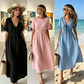 👗 50% DE RÉDUCTION MAINTENANT ! 🌸 Robe mi-longue d'été pour femme avec col en V et nœud devant – Taille empire, coupe A fluide et mélange coton respirant ☀️