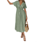 👗 50% DE RÉDUCTION MAINTENANT ! 🌸 Robe mi-longue d'été pour femme avec col en V et nœud devant – Taille empire, coupe A fluide et mélange coton respirant ☀️