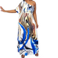 Robe maxi pour femme à épaule unique et imprimé abstrait