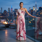 Robe maxi pour femme à épaule unique et imprimé abstrait