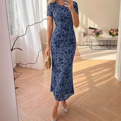 🌸 50% OFF NOW!💃 Women's Floral Mesh Mermaid Dress – Ruched Waist & Romantic Style – Perfect for Date Night ✨