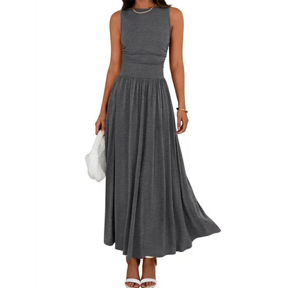 Robe élégante pour femme à taille froncée avec poches