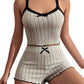📢📢50 % DE RÉDUCTION !! ⏰Ribbed Knit Cami & Shorts Pajama Set