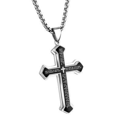 📢📢50 % DE RÉDUCTION !! ⏰Collier Croix du Notre Père pour homme