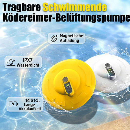 Pompe d'aération mobile pour seau à appâts – Flottante, rechargeable, puissante et silencieuse, idéale pour les pêcheurs nomades 🔋⚡ Garde les appâts frais – sans câble, sans stress.