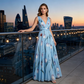 🌼 Robe longue élégante à col en V avec imprimé tulipe