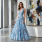 🌼 Robe longue élégante à col en V avec imprimé tulipe