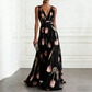 🌼 Robe longue élégante à col en V avec imprimé tulipe