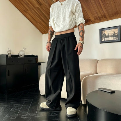 📢📢 50% DE RÉDUCTION !! ⏰ Pantalon large plissé pour homme avec ceinture élastique