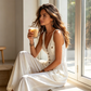 🌼Combinaison élégante à col en V et poches pour femme ✅ Fermeture à boutons sur le devant et coupe à jambes larges | Un look estival et léger ☀️