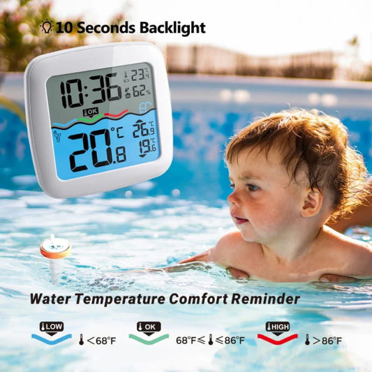 Thermomètre de Piscine Sans Fil Flottant - Lecture Numérique Facile
