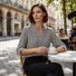 Blouse pour femme col en V à imprimé géométrique