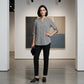 Blouse pour femme col en V à imprimé géométrique
