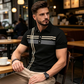 👕 Haut à col et manches courtes rayé pour homme 🌿