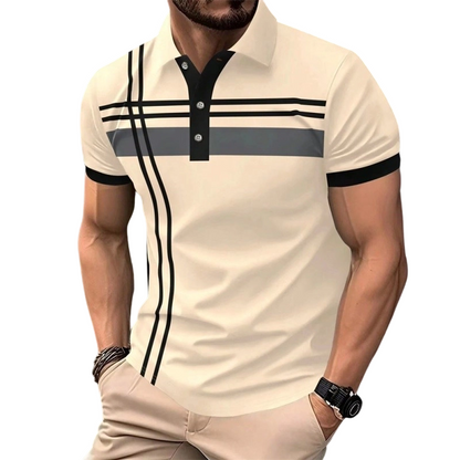 👕 Haut à col et manches courtes rayé pour homme 🌿