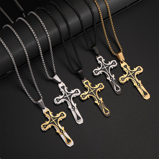 💥 50% DE RÉDUCTION ✝️ Collier avec pendentif en forme de croix de style vintage orné – Détails raffinés, intemporel & parfait pour un look spirituel ou élégant au quotidien ✨