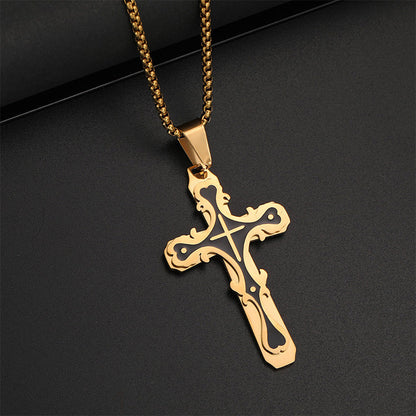 💥 50% DE RÉDUCTION ✝️ Collier avec pendentif en forme de croix de style vintage orné – Détails raffinés, intemporel & parfait pour un look spirituel ou élégant au quotidien ✨