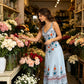 Robe sans manches col en V à imprimé floral avec fente