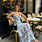 Robe sans manches col en V à imprimé floral avec fente